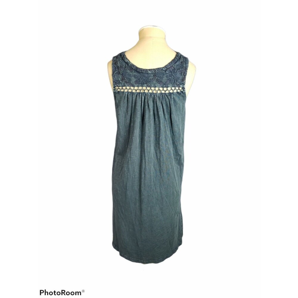 Lucky Brand Blue Dress Embroidered Sleeveless Shift Boho Size XS